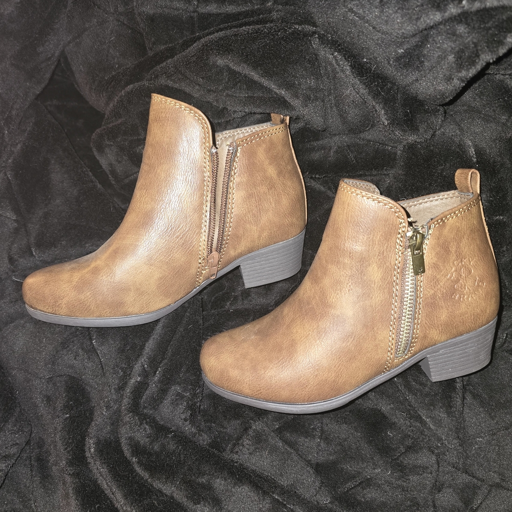 Brown Ankle Boots, LUCKY BRAND, Zip-up, Size 3M